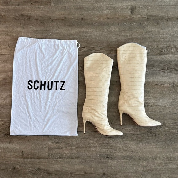 Schutz Maryanna Cream Boots - Picture 2 of 7